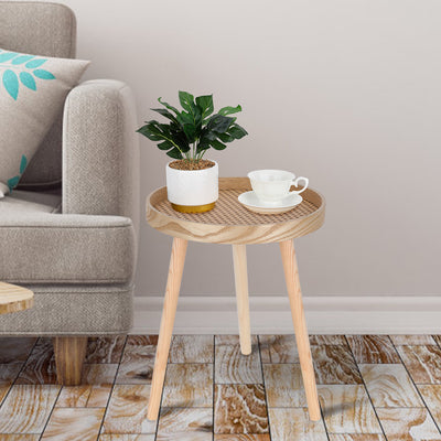 Chicgrowth Side Table Rattan End Table Black Coffee Living Room