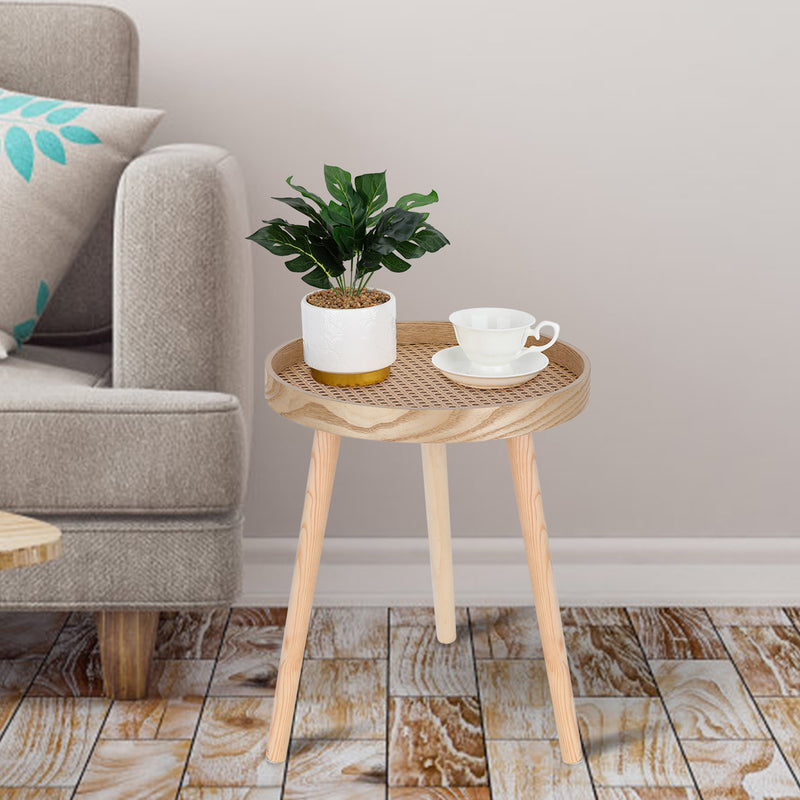 Chicgrowth Side Table Rattan End Table Black Coffee Living Room