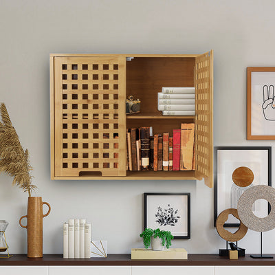 Chicgrowth Bamboo Wall Monted Cabinet Bathroom Storage Shelf Space Saver