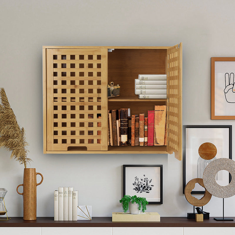 Chicgrowth Bamboo Wall Monted Cabinet Bathroom Storage Shelf Space Saver