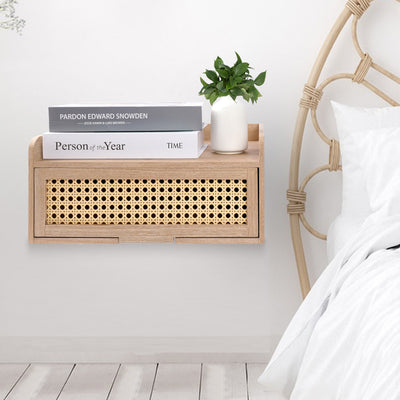 Chicgrowth Floating Shelves Nightstand With Drawer Ratten Side End Table