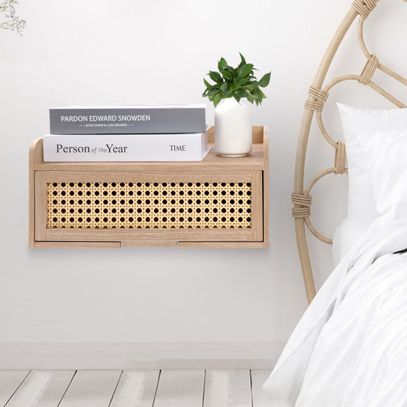 Chicgrowth Floating Shelves Nightstand With Drawer Ratten Side End Table