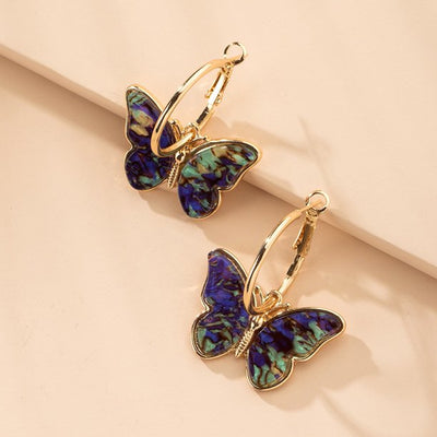 Ideajoy Sterling Silver Butterfly Earrings Dangle Hoop Stud