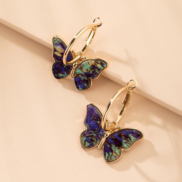 Ideajoy Sterling Silver Butterfly Earrings Dangle Hoop Stud