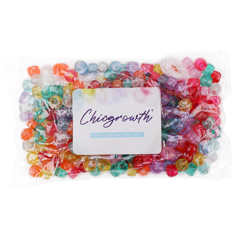 Chicgrowth Pony Beads Plastic Crafts Kit Sparkle Color
