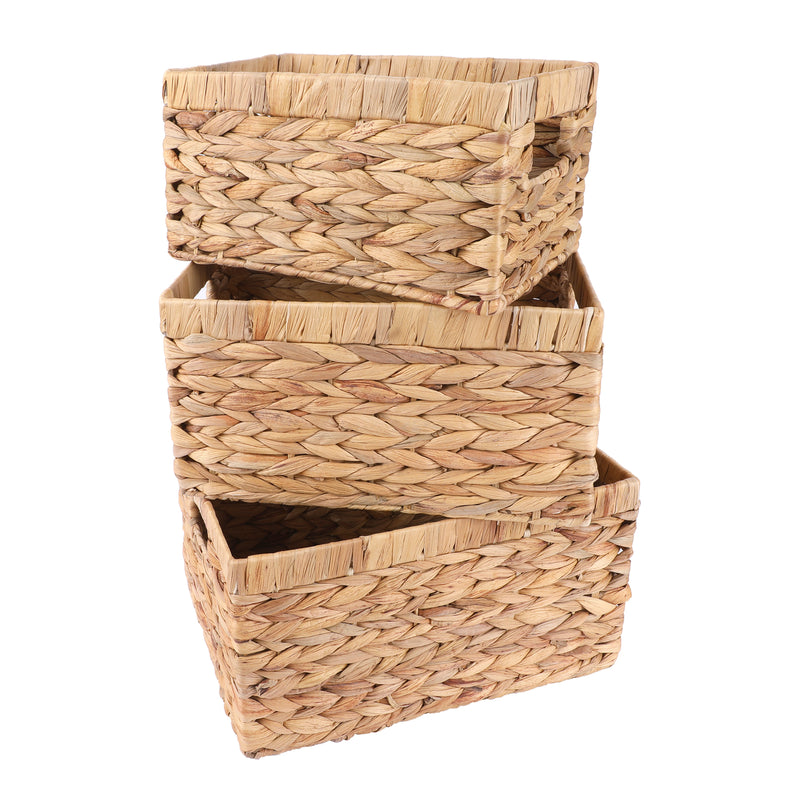 Chicgrowth Wicker Basket Water Hyacinth Woven Bin Set 3