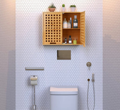 Chicgrowth Bamboo Wall Monted Cabinet Bathroom Storage Shelf Space Saver