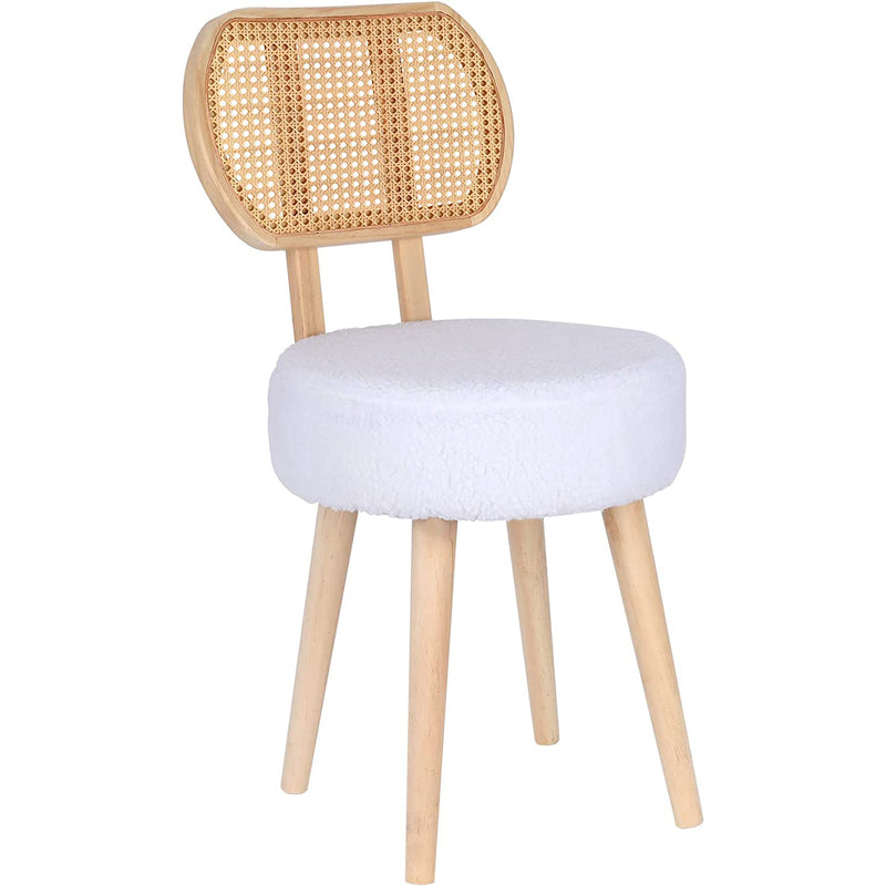 Rattan Dining Chair White, Kitchen Dining Room Chairs, Mid Century Modern Boucle Chair, Stylish Upholstered Wood Accent Chair, Cute Sherpa Chair, Living Room Bar Stool Chair, Boho Makeup Vanity Chair, 1 Pc