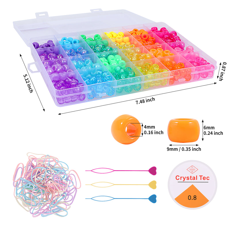 Chicgrowth Pony Hair Beads Plastic Box Kit