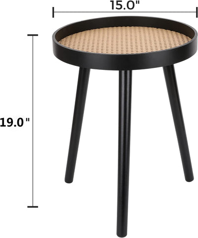 Chicgrowth Side Table Rattan End Table Black Coffee Living Room