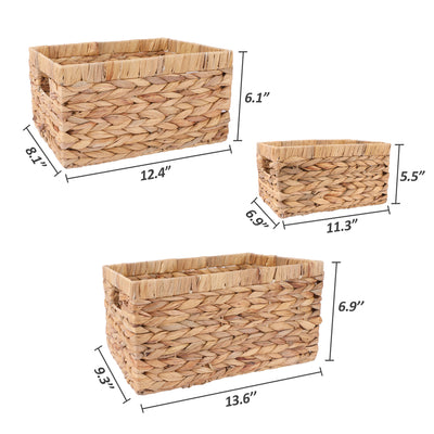Chicgrowth Wicker Basket Water Hyacinth Woven Bin Set 3