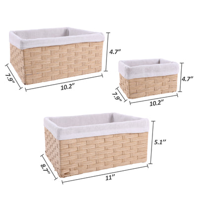 Chicgrowth Wicker Basket Woven Bin Storage Organizing Beige Set Of 4 With Liner