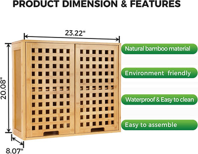 Chicgrowth Bamboo Wall Monted Cabinet Bathroom Storage Shelf Space Saver