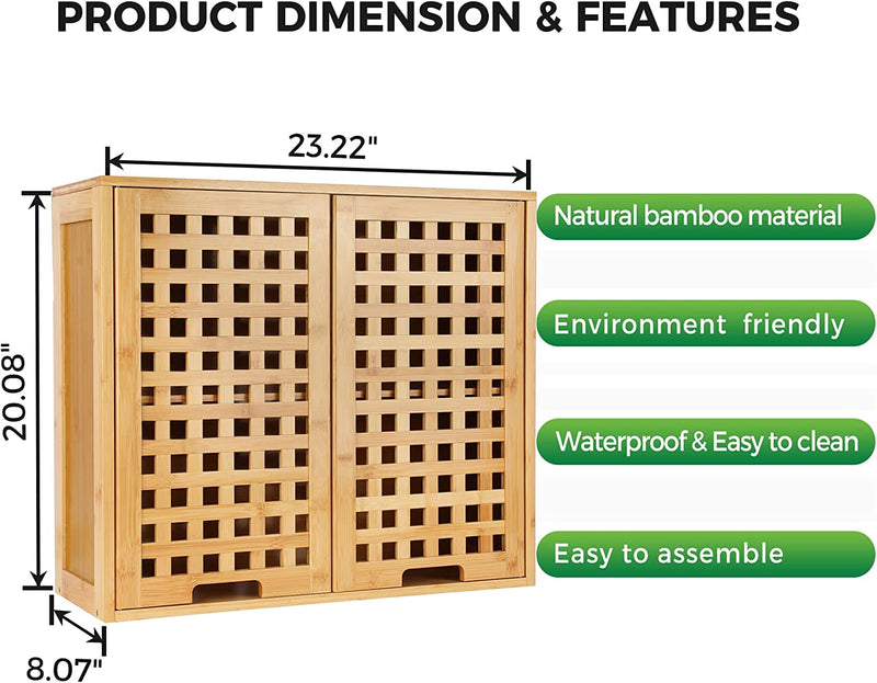 Chicgrowth Bamboo Wall Monted Cabinet Bathroom Storage Shelf Space Saver
