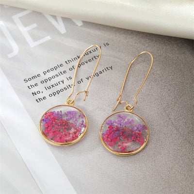 IDEAJOY Flower Stud Earrings Dangle Resin Epoxy Pandents Hoop Jewerly Dried