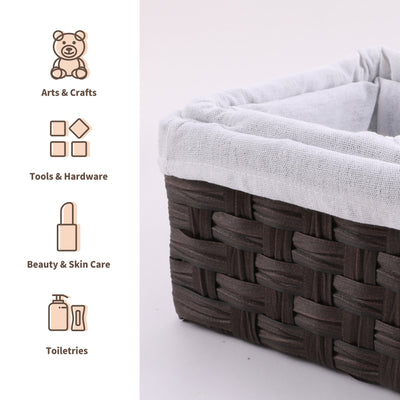 Chicgrowth Wicker Basket Woven Bin Brown Storage Organizing With Liner Set Of 4