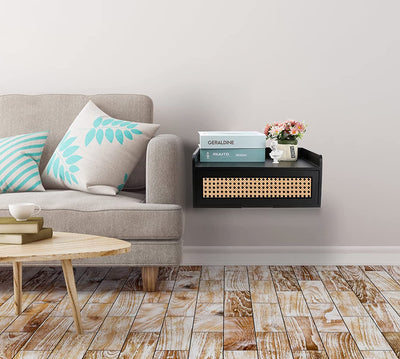 Chicgrowth Floating Shelves Nightstand With Drawer Ratten Side End Table