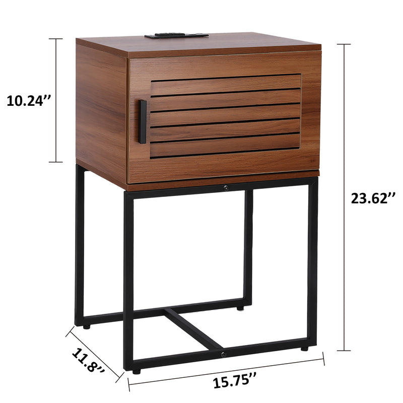 End Table with Charging Station, Small Nightstand with USB Ports & Power Outlets, Mid Century Modern Night Stand, Farmhouse Side Table Bedside Table, End Tables Side Tables for Living Room Bedroom