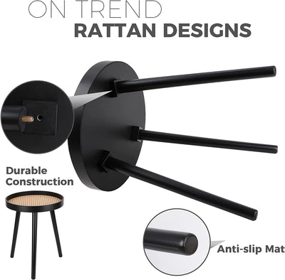 Chicgrowth Side Table Rattan End Table Black Coffee Living Room