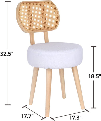 Rattan Dining Chair White, Kitchen Dining Room Chairs, Mid Century Modern Boucle Chair, Stylish Upholstered Wood Accent Chair, Cute Sherpa Chair, Living Room Bar Stool Chair, Boho Makeup Vanity Chair, 1 Pc