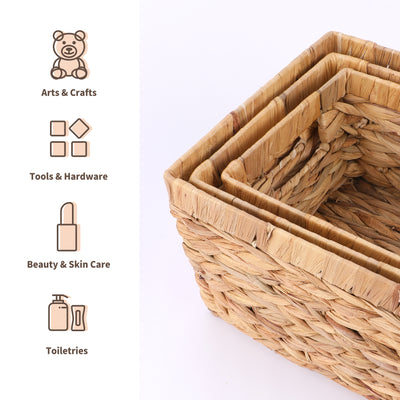 Chicgrowth Wicker Basket Water Hyacinth Woven Bin Set 3