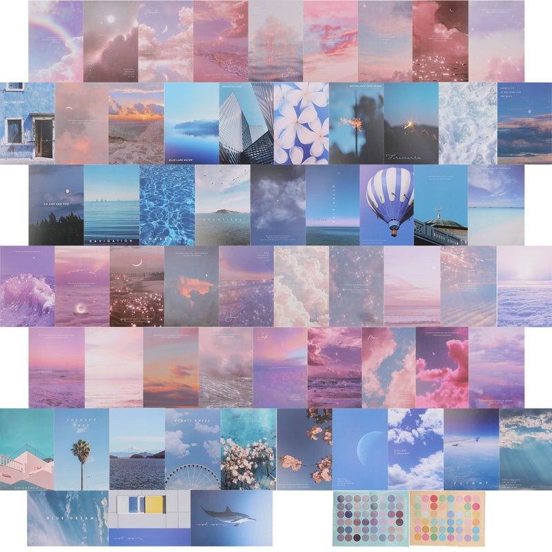 Chicgrowth Post Card Aesthetic Wall Collage Kit Home Decor 60 Pcs Dream Sky