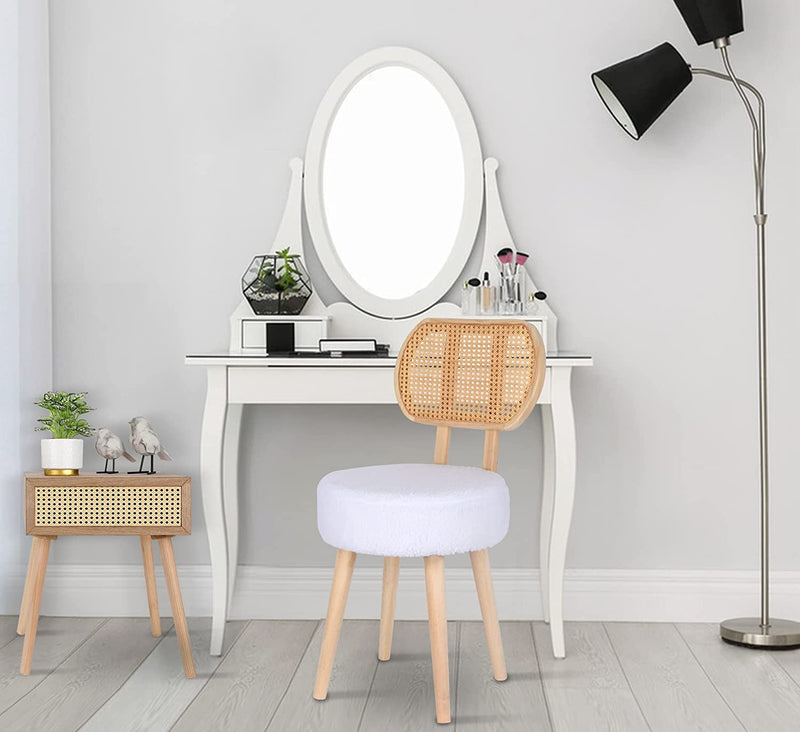Rattan Dining Chair White, Kitchen Dining Room Chairs, Mid Century Modern Boucle Chair, Stylish Upholstered Wood Accent Chair, Cute Sherpa Chair, Living Room Bar Stool Chair, Boho Makeup Vanity Chair, 1 Pc