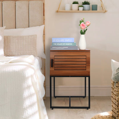 End Table with Charging Station, Small Nightstand with USB Ports & Power Outlets, Mid Century Modern Night Stand, Farmhouse Side Table Bedside Table, End Tables Side Tables for Living Room Bedroom