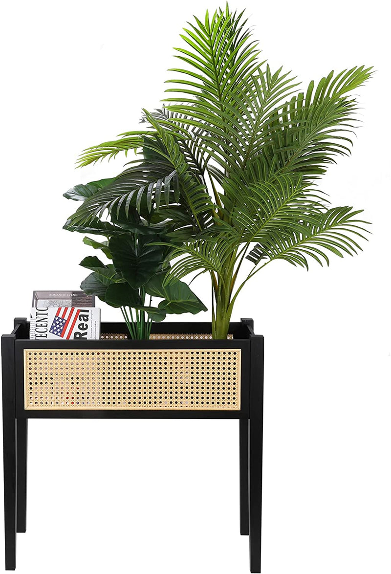 Plant Stand for Indoor Outdoor Plants, Small Kids Bookshelf, Rattan Black Plant Stands, Plant Shelf Holder Indoor for Flower Pot, Mid Century Wood Plant Stand for Living Room Balcony Garden Patio