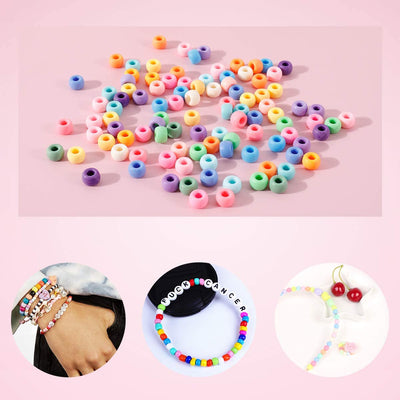 2600+pcs Pony Beads Kit Opaque Matte Rainbow Plastic Craft in 18 Colors