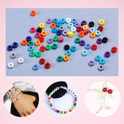 2600+pcs Pony Beads Kit Opaque Rainbow Plastic Pony Beads in 18 Colors