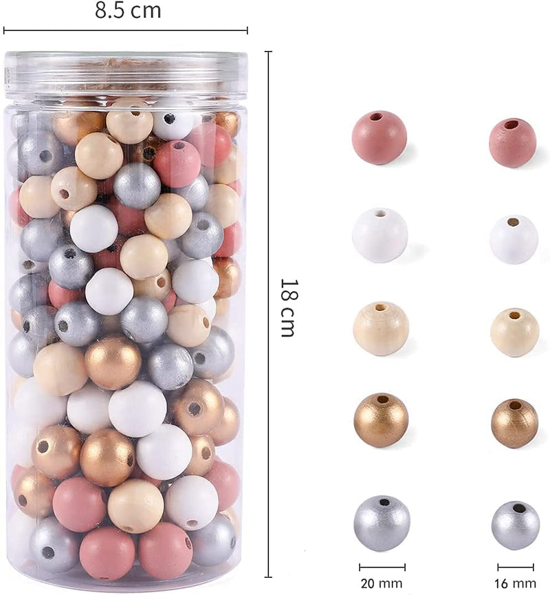 180pcs Craft Wood Round Beads for Crafts, Home Decor