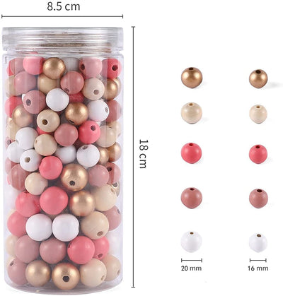 180pcs Polished Color Round Wood Beads for Crafts, DIY Fall Summer Christmas Halloween