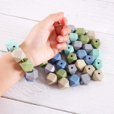 66PCS 0.8"/20mm 6 Colors Painted Polygons Spacer Wooden Beads