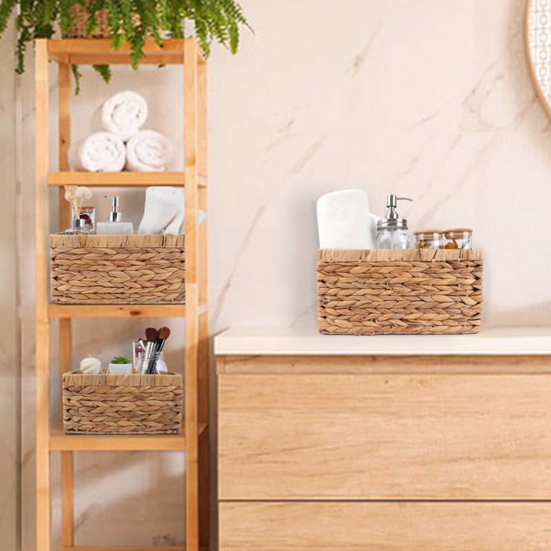Chicgrowth Wicker Basket Water Hyacinth Woven Bin Set 3