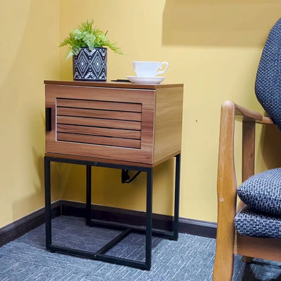 End Table with Charging Station, Small Nightstand with USB Ports & Power Outlets, Mid Century Modern Night Stand, Farmhouse Side Table Bedside Table, End Tables Side Tables for Living Room Bedroom