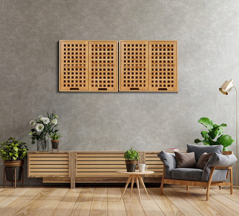 Chicgrowth Bamboo Wall Monted Cabinet Bathroom Storage Shelf Space Saver