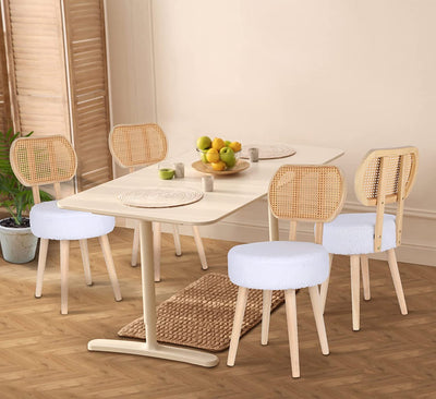 Rattan Dining Chair White, Kitchen Dining Room Chairs, Mid Century Modern Boucle Chair, Stylish Upholstered Wood Accent Chair, Cute Sherpa Chair, Living Room Bar Stool Chair, Boho Makeup Vanity Chair, 1 Pc