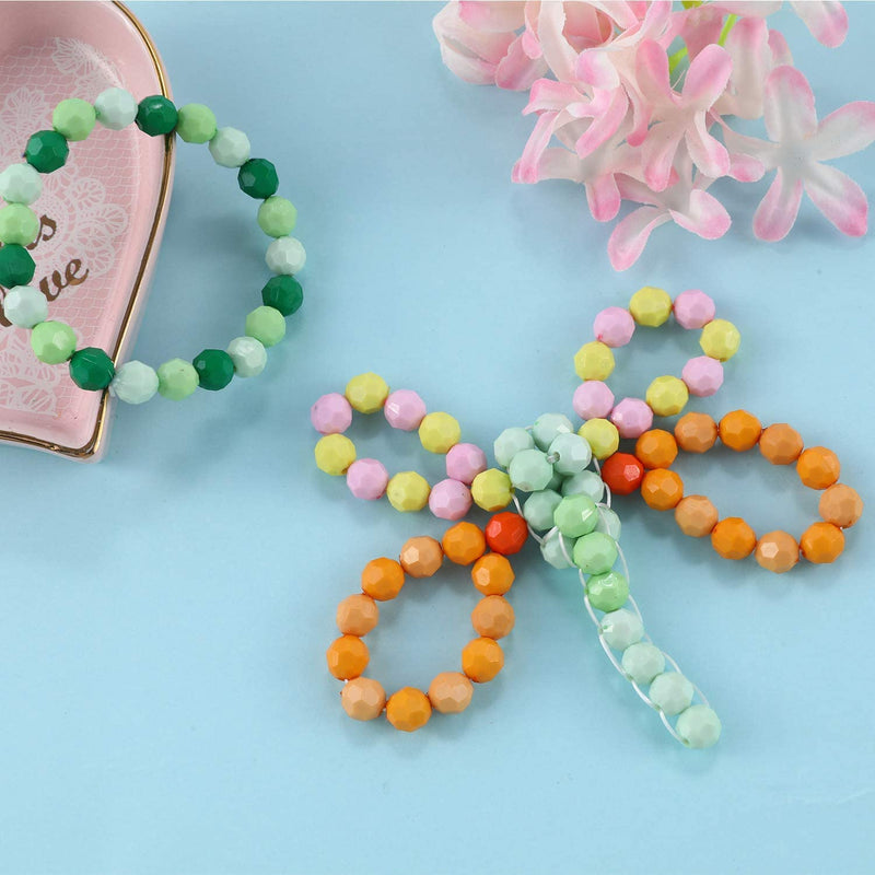 2500+pcs Faceted Beads Set in 18 Colors Plastic Opaque Pony Beads