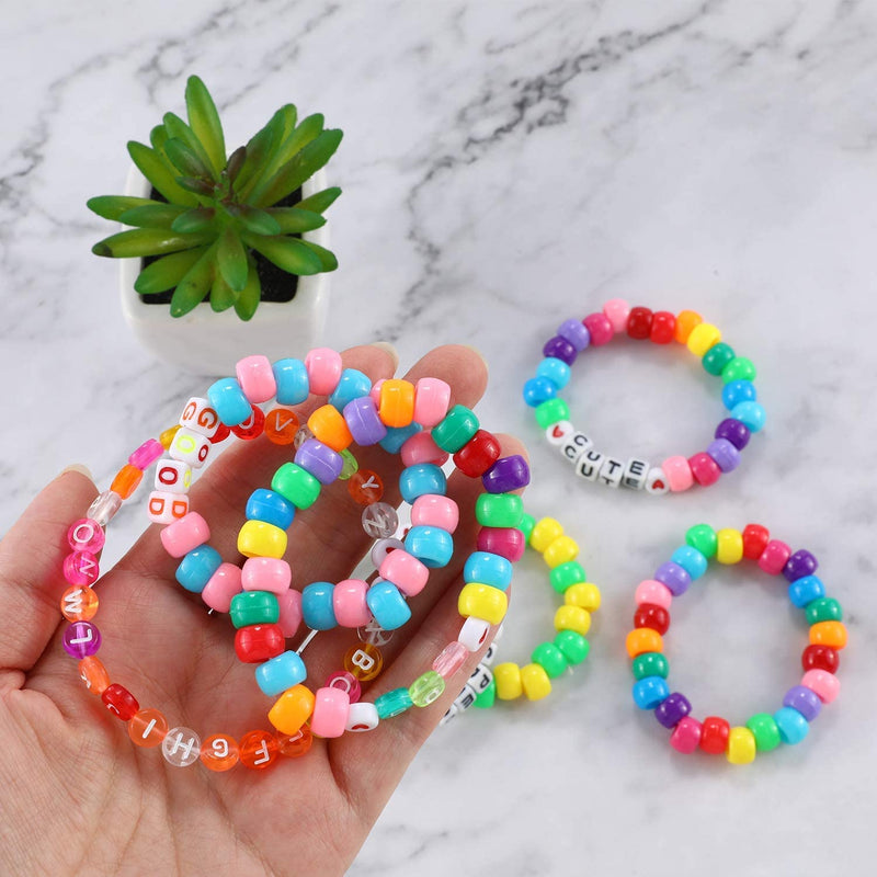 3550pcs Bead Set 12 Colors Opaque Pony Beads & 6 Styles Letter Alphabet Beads