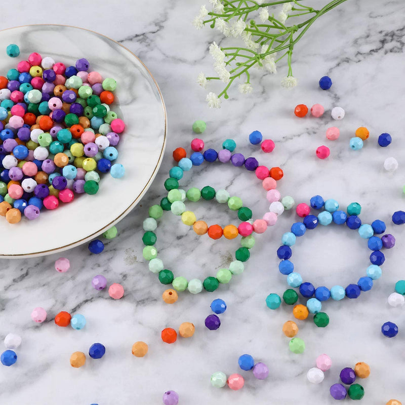 2500+pcs Faceted Beads Set in 18 Colors Plastic Opaque Pony Beads