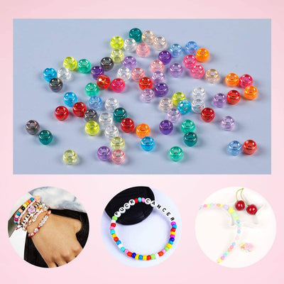 2600+pcs Transparent AB Color Rainbow Plastic Craft Pony Beads Kit