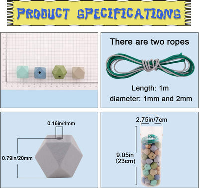 66PCS 0.8"/20mm 6 Colors Painted Polygons Spacer Wooden Beads