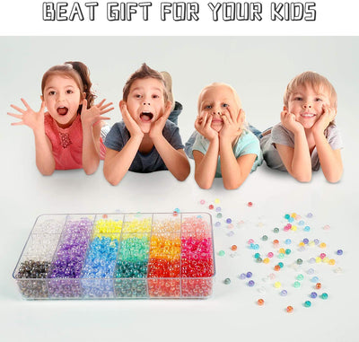 2600+pcs Transparent AB Color Rainbow Plastic Craft Pony Beads Kit