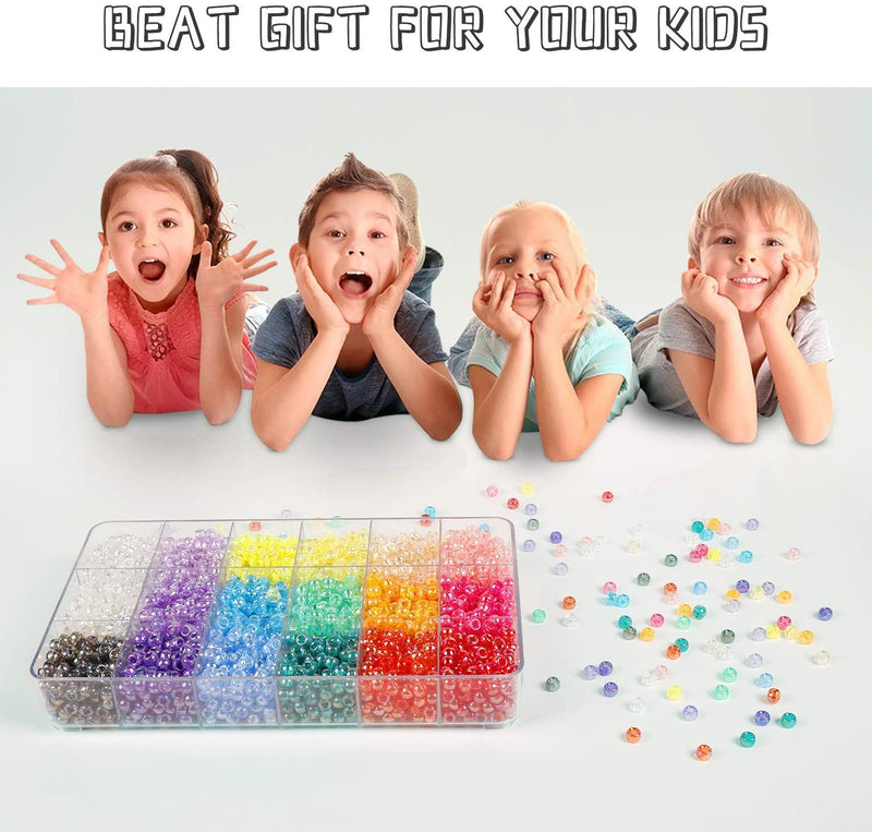 2600+pcs Transparent AB Color Rainbow Plastic Craft Pony Beads Kit