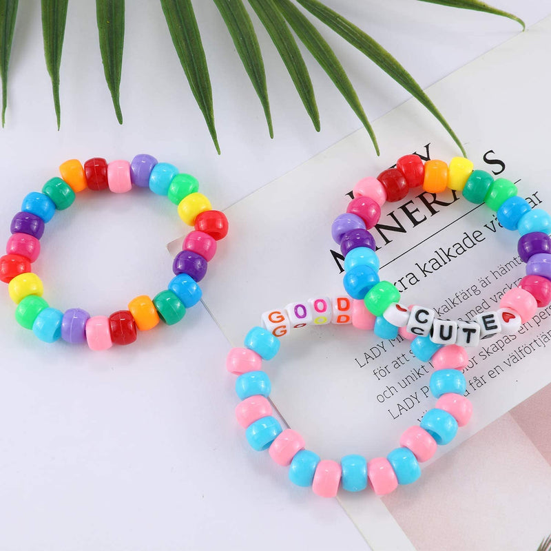 3550pcs Bead Set 12 Colors Opaque Pony Beads & 6 Styles Letter Alphabet Beads