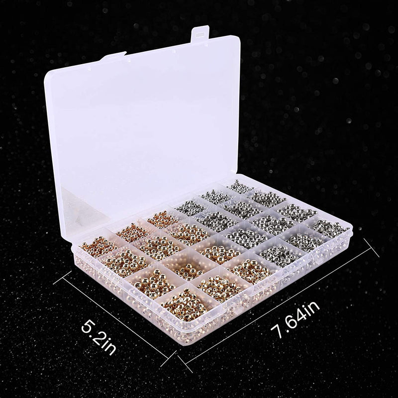 3500 Pieces Metal Plated Plastic Round Beads and Faceted Spacer Beads, Gold&Silver