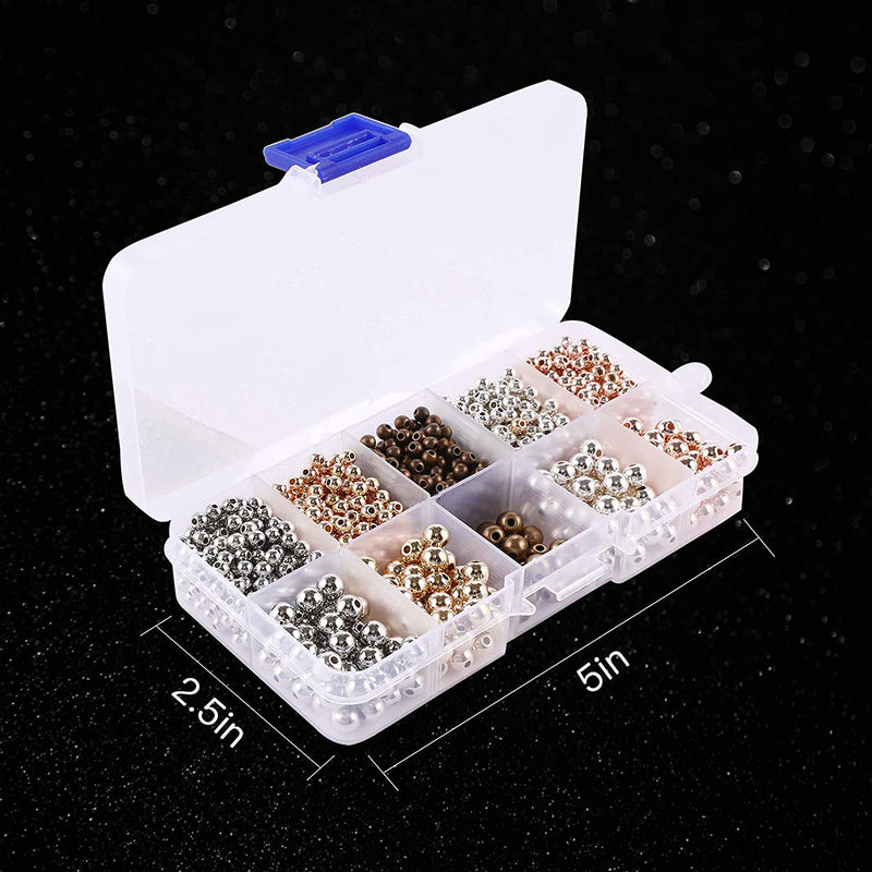 Spacer Beads Loose Beads 1400 Pieces Round Ball Smooth Beads, 4mm, 6mm