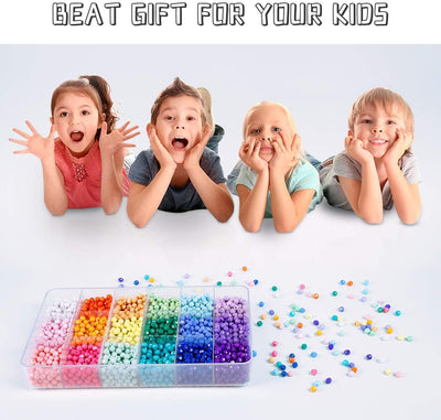 2500+pcs Faceted Beads Set in 18 Colors Plastic Opaque Pony Beads
