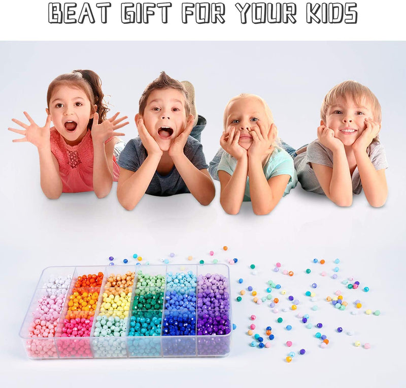 2500+pcs Faceted Beads Set in 18 Colors Plastic Opaque Pony Beads